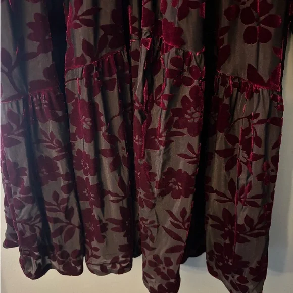 Taylor Burgundy Floral Velvet Dress - Picture 5 of 8